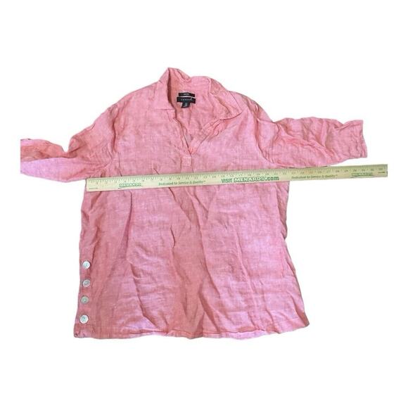 Tahari Top Women 1X Red 100% Linen - Picture 3 of 4